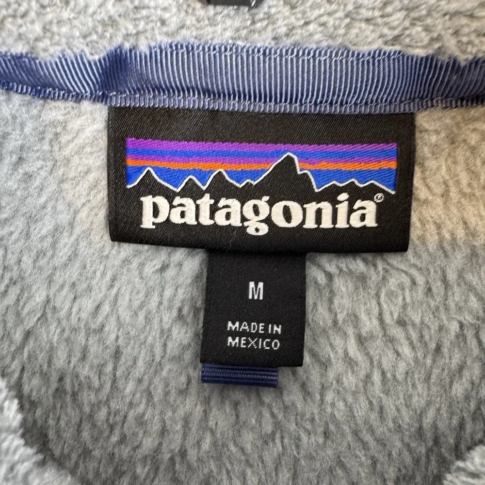 Patagonia Womens Re-Tool Snap-T Fleece Pullover Grey Navy Blue Medium 25442
